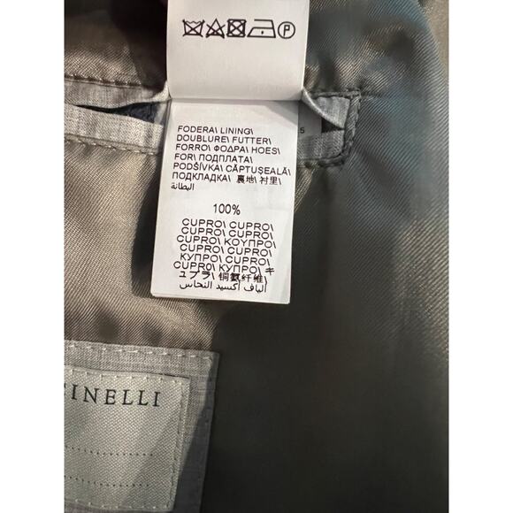 Brunello Cucinelli Navy and Light Blue Wool Blend Plaid Jacket - Picture 9 of 11